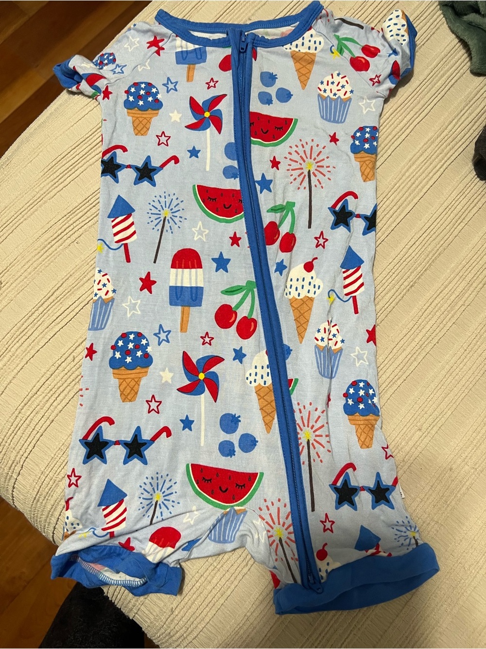Little Sleepies Light Blue Summer Print Pajama Romper